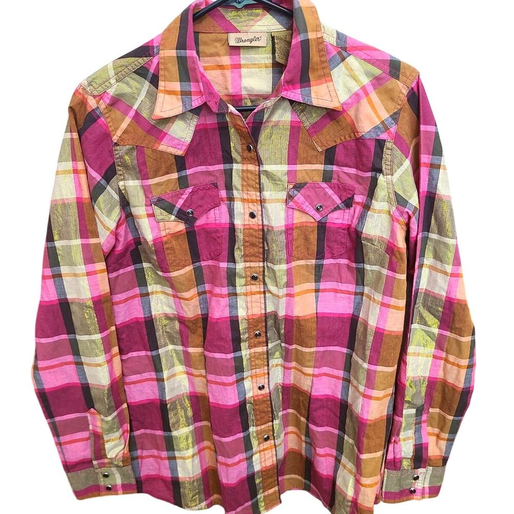 Plaid Snap Front Western Shirt Dress for Women - Retro Cowgirl Fashion - Size M